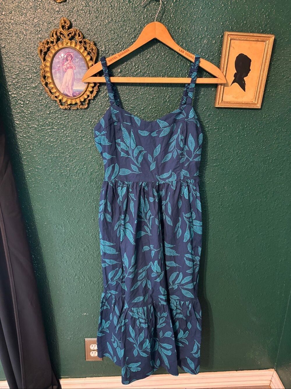 J. Crew Blue Floral Print Tiered Midi Summer Sun Dress Ruched Back Size 6